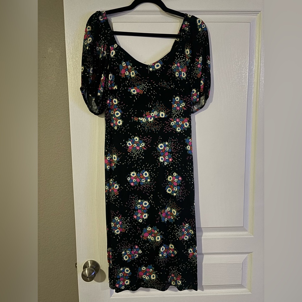 by Anthropologie Floral Black Midi Dress